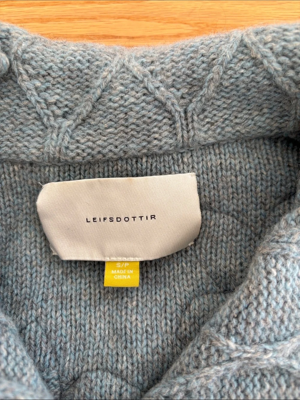 Anthropologie Leifsdottir Light Blue Wool Cardigan with Floral Buttons - Picture 4 of 5
